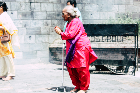 Kathmandu Nepal August 27, 2018 View of unknowns Hindu people making the fire ceremony inside the Pashupatinath temple in the morningのeditorial素材