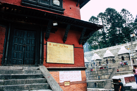 Kathmandu Nepal August 27, 2018 View of the Pashupatinath temple in the morningのeditorial素材