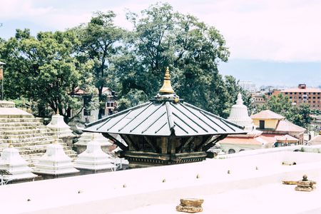 Kathmandu Nepal August 27, 2018 View of the Pashupatinath temple in the morningのeditorial素材