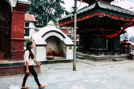 Kathmandu Nepal August 27, 2018 View of the Pashupatinath temple in the morningのeditorial素材