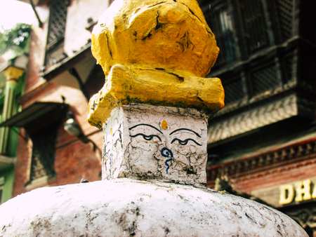Kathmandu Nepal August 31, 2018 View of the Shree Gha Stupa Temple located in Naghal district between Thamel and Durbar square in Kathmandu in the eveningのeditorial素材