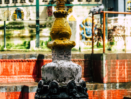 Kathmandu Nepal August 31, 2018 View of the Shree Gha Stupa Temple located in Naghal district between Thamel and Durbar square in Kathmandu in the eveningのeditorial素材