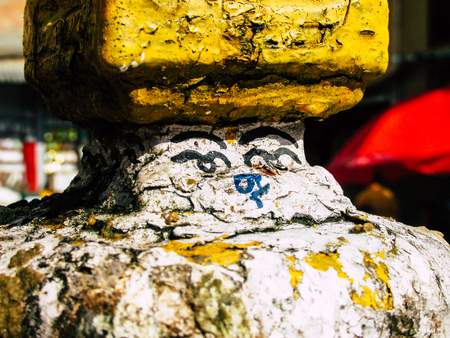 Kathmandu Nepal August 31, 2018 View of the Shree Gha Stupa Temple located in Naghal district between Thamel and Durbar square in Kathmandu in the eveningのeditorial素材