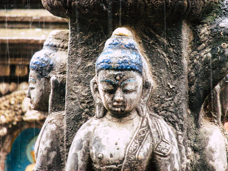 Kathmandu Nepal August 31, 2018 View of the Shree Gha Stupa Temple located in Naghal district between Thamel and Durbar square in Kathmandu in the eveningのeditorial素材