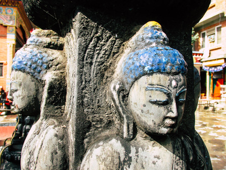 Kathmandu Nepal August 31, 2018 View of the Shree Gha Stupa Temple located in Naghal district between Thamel and Durbar square in Kathmandu in the eveningのeditorial素材