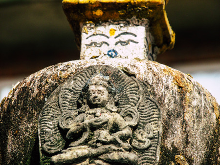 Kathmandu Nepal August 31, 2018 View of the Shree Gha Stupa Temple located in Naghal district between Thamel and Durbar square in Kathmandu in the eveningのeditorial素材