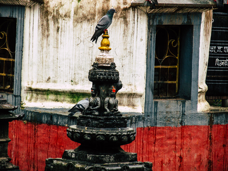 Kathmandu Nepal August 31, 2018 View of the Shree Gha Stupa Temple located in Naghal district between Thamel and Durbar square in Kathmandu in the eveningのeditorial素材
