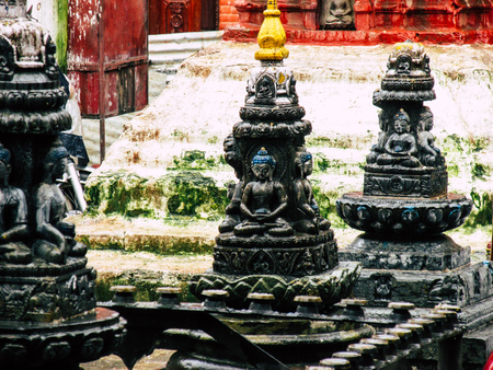 Kathmandu Nepal August 31, 2018 View of the Shree Gha Stupa Temple located in Naghal district between Thamel and Durbar square in Kathmandu in the eveningのeditorial素材