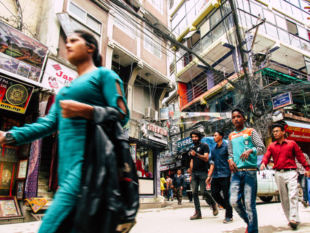 Kathmandu Nepal August 31, 2018 View of unknowns Nepali people walking between Durbar square and Thamel district in Kathmandu in the afternoonのeditorial素材