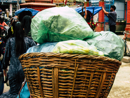 Kathmandu Nepal August 31, 2018 View of unknowns Nepali people walking between Durbar square and Thamel district in Kathmandu in the afternoonのeditorial素材