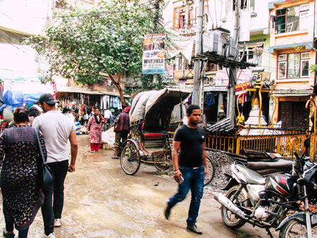 Kathmandu Nepal August 31, 2018 View of unknowns Nepali people walking between Durbar square and Thamel district in Kathmandu in the afternoonのeditorial素材