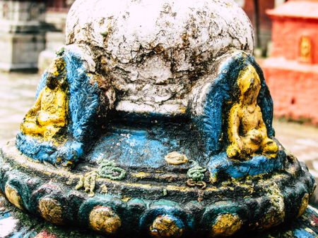 Kathmandu Nepal August 31, 2018 View of the Shree Gha Stupa Temple located in Naghal district between Thamel and Durbar square in Kathmandu in the eveningのeditorial素材