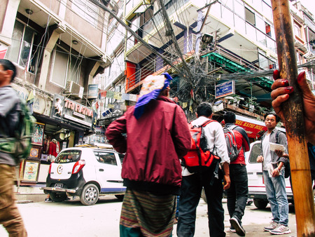 Kathmandu Nepal August 31, 2018 View of unknowns tourist walking between Durbar square and Thamel district in Kathmandu in the afternoonのeditorial素材