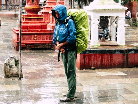Kathmandu Nepal August 31, 2018 View of unknowns tourist walking between Durbar square and Thamel district in Kathmandu in the afternoonのeditorial素材