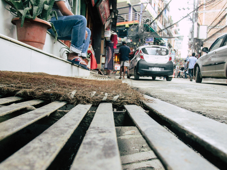 Kathmandu Nepal August 31, 2018 View of unknowns Nepali people walking between Durbar square and Thamel district in Kathmandu in the afternoonのeditorial素材