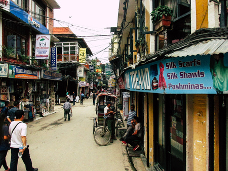 Kathmandu Nepal August 31, 2018 View of unknowns Nepali people walking between Durbar square and...