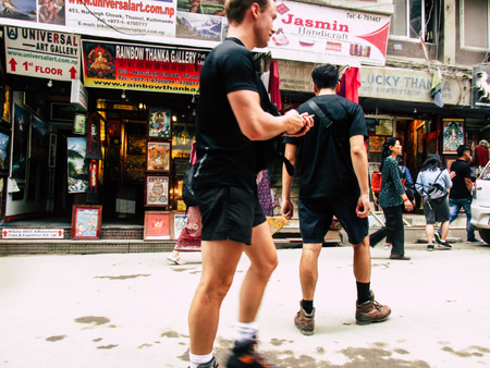 Kathmandu Nepal August 31, 2018 View of unknowns tourist walking between Durbar square and Thamel district in Kathmandu in the afternoonのeditorial素材