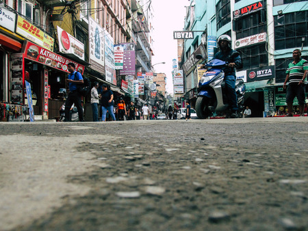 Kathmandu Nepal August 31, 2018 View of unknowns Nepali people walking between Durbar square and Thamel district in Kathmandu in the afternoonのeditorial素材