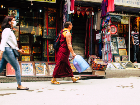 Kathmandu Nepal August 31, 2018 View of unknowns Nepali people walking between Durbar square and Thamel district in Kathmandu in the afternoonのeditorial素材