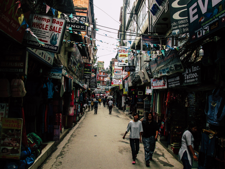 Kathmandu Nepal August 31, 2018 View of unknowns Nepali people walking between Durbar square and...