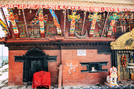 Kathmandu Nepal September 1, 2018 View of the shree Tanadevi Tarini Bhawanid  temple located front Durbar square in Kathmandu in the morningのeditorial素材