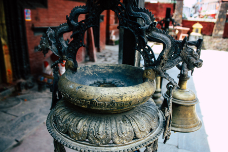 Kathmandu Nepal September 1, 2018 View of the shree Tanadevi Tarini Bhawanid  temple located front Durbar square in Kathmandu in the morningのeditorial素材