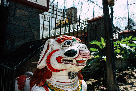 Kathmandu Nepal September 1, 2018 View of the shree Tanadevi Tarini Bhawanid  temple located front Durbar square in Kathmandu in the morningのeditorial素材