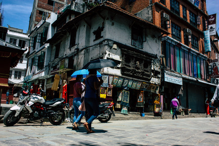 Kathmandu Nepal September 1, 2018 View of unknowns Nepali people walking in the street at...