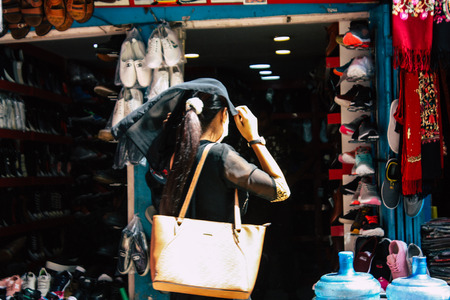 Kathmandu Nepal September 1, 2018 View of unknowns Nepali people walking in the street at...