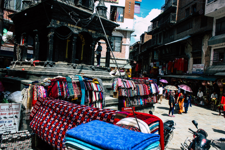 Kathmandu Nepal September 1, 2018 View of unknowns Nepali people walking in the street at Chhetrapati square in kathmandu in the morningのeditorial素材