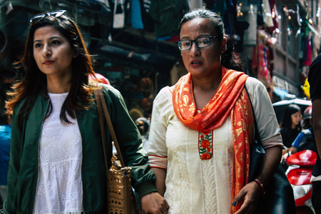 Kathmandu Nepal September 1, 2018 View of unknowns Nepali people walking in the street at...