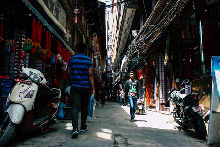 Kathmandu Nepal September 1, 2018 View of unknowns Nepali people walking in the street at...