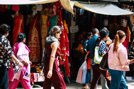 Kathmandu Nepal September 1, 2018 View of unknowns Nepali people walking in the street at...