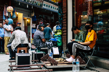 Kathmandu Nepal September 7, 2018 View of the film crew of a Chinese action film of which certain...