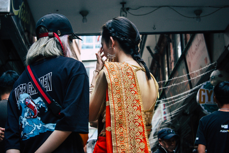 Kathmandu Nepal September 7, 2018 View of the actor of a Chinese action movie of which certain shots...