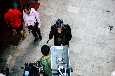 Kathmandu Nepal September 7, 2018 View of the setting of the camera by the technical team for an...