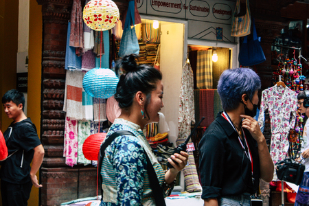 Kathmandu Nepal September 7, 2018 View of the actors makeup team of a Chinese action film of which...