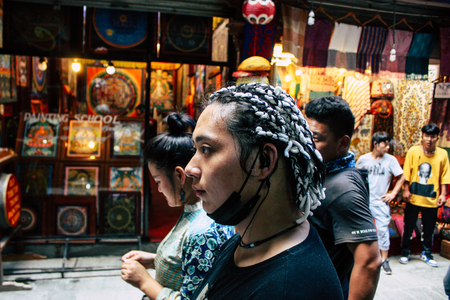 Kathmandu Nepal September 7, 2018 View of the actors makeup team of a Chinese action film of which...