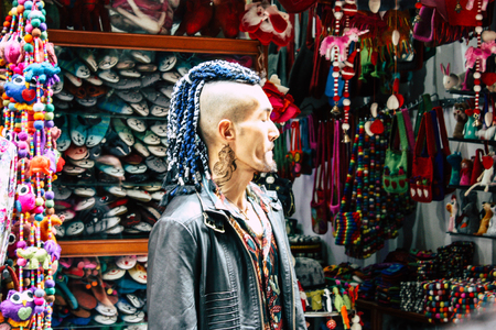 Kathmandu Nepal September 7, 2018 View of the actor of a Chinese action movie of which certain shots are made in the neighborhood of Thamel in Kathmandu in the morningのeditorial素材