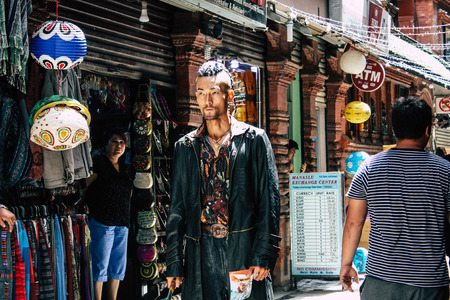 Kathmandu Nepal September 7, 2018 View of the actor of a Chinese action movie of which certain shots are made in the neighborhood of Thamel in Kathmandu in the morningのeditorial素材