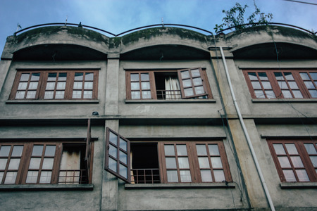 Kathmandu Nepal September 8, 2018 View of the facade of a traditional Nepalese building in the...