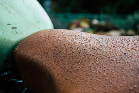 Kathmandu Nepal September 11, 2018 Closeup of a Royal Enfield motorcycle parked in the street of Kathmandu in the afternoonのeditorial素材