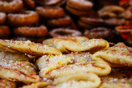 Kathmandu Nepal September 1, 2018 Closeup of Nepalese street food sold in Thamel district in Kathmandu in the morningのeditorial素材