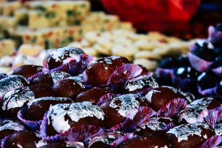 Kathmandu Nepal September 1, 2018 Closeup of Nepalese street food sold in Thamel district in Kathmandu in the morningのeditorial素材