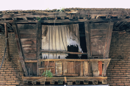 Kathmandu Nepal September 8, 2018 View of the facade of a traditional Nepalese building in the streets of Kathmandu in the eveningのeditorial素材