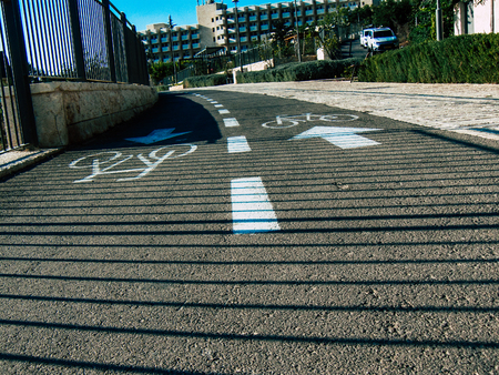 Jerusalem Israel September 12, 2018 View of traffic road sign in the street of Jerusalem in the...