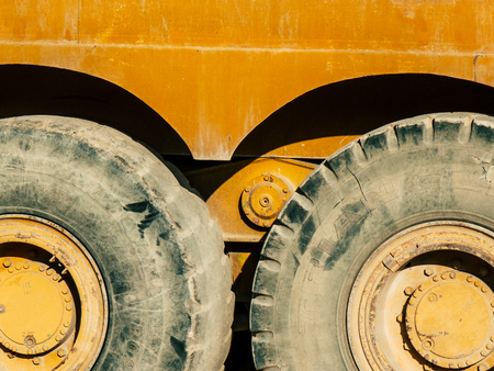 Jerusalem Israel September 10, 2018 View of a yellow truck in a construction site near Jerusalem in the afternoonのeditorial素材