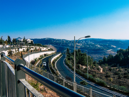 Jerusalem Israel September 14, 2018 View of a Israeli road of Jerusalem in the afternoonのeditorial素材