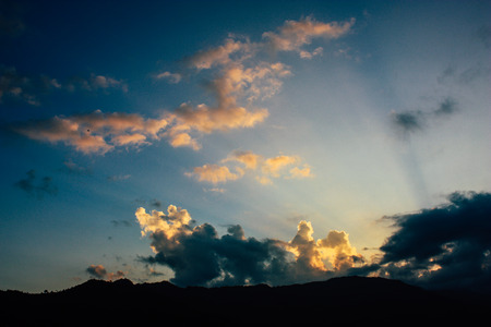 Pokhara Nepal September 18, 2018 View of clouds on the top of the Phewa lake in the eveningのeditorial素材
