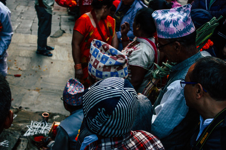 Bandipur Nepal October 16, 2018 View of a Hindu religious procession in the main street of Bandipur in the afternoonのeditorial素材